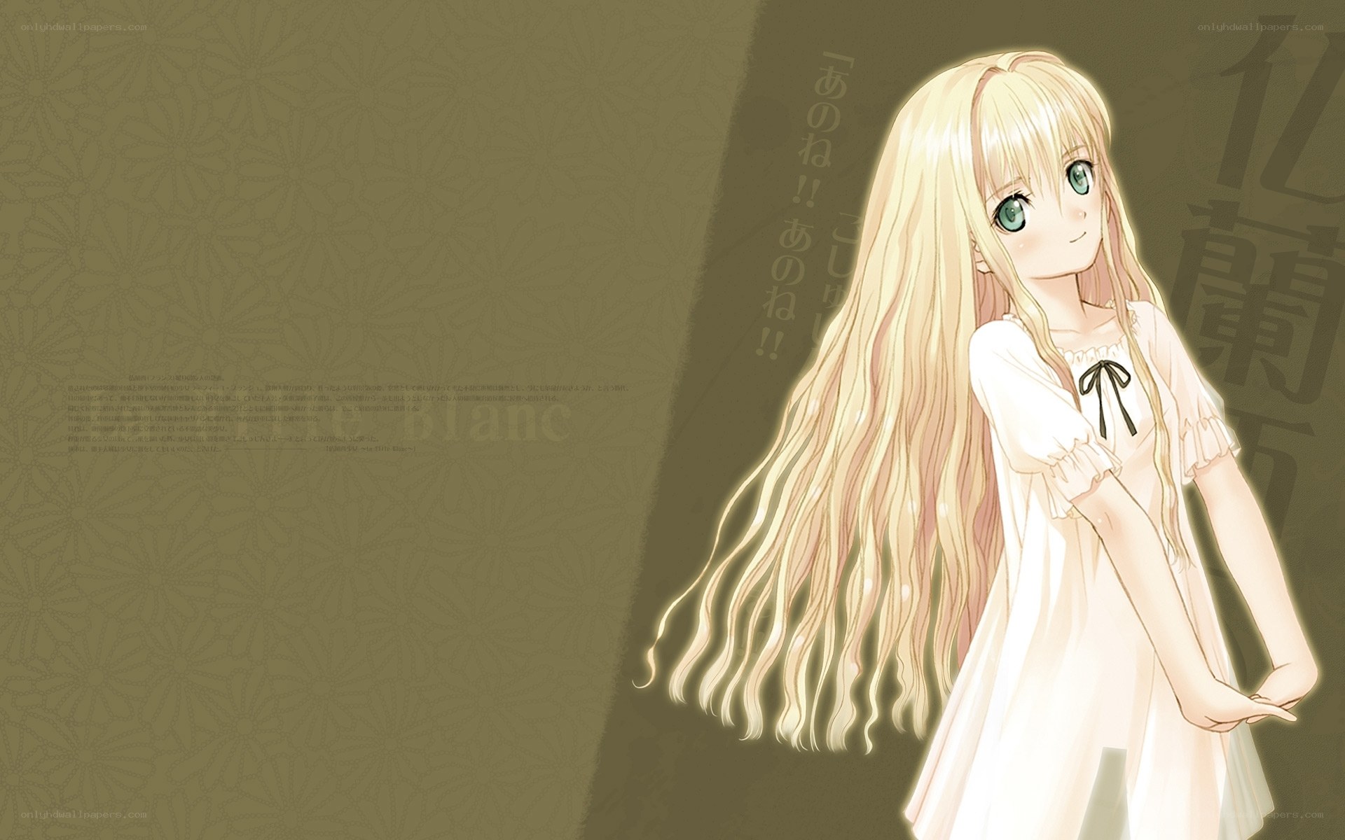 blonde anime girl in white dress