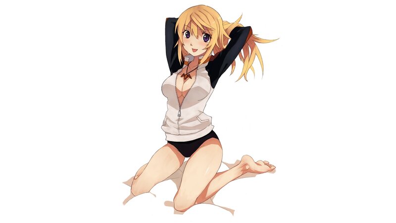 blonde anime girl kneeling