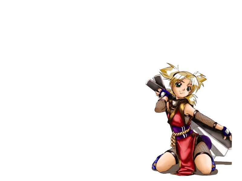 Blonde Anime Girl Kneeling — Red