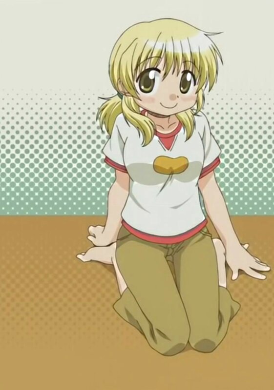 blonde anime girl kneeling