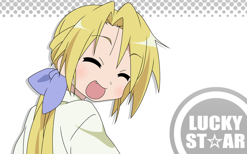 blonde anime girl laughing
