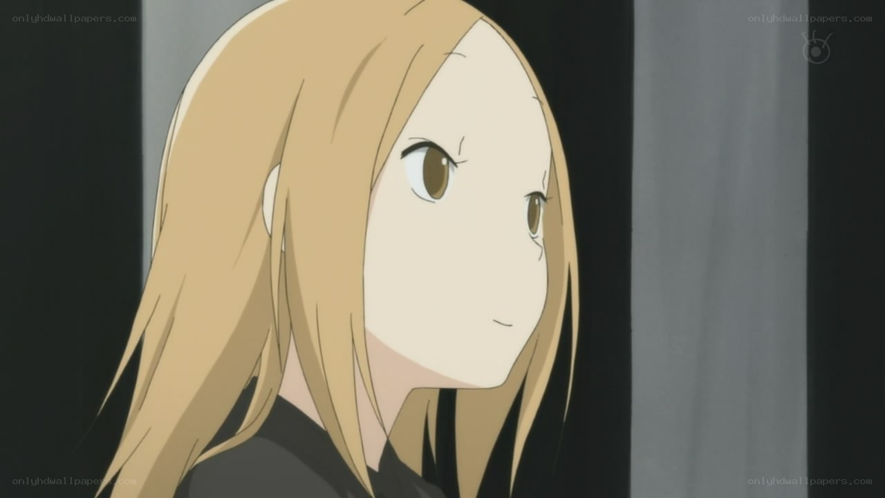 blonde anime girl looking away