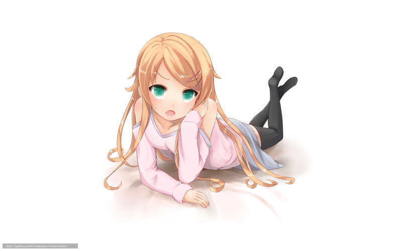 blonde anime girl lying down