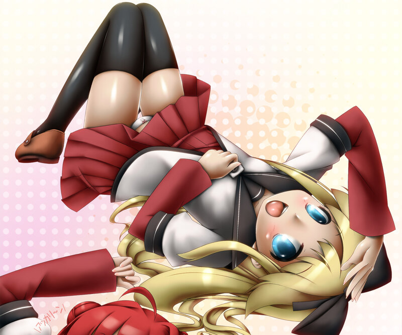 Blonde Anime Girl Lying Down — Red