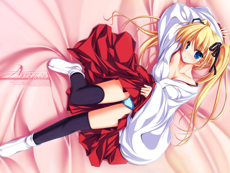 Blonde Anime Girl Lying — Pink, Calm