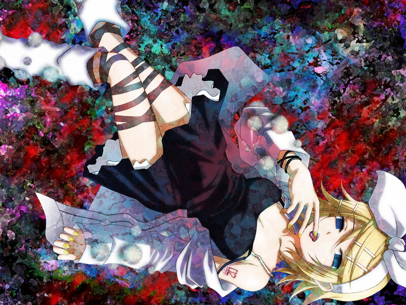 Blonde Anime Girl Lying — Red, Dramatic