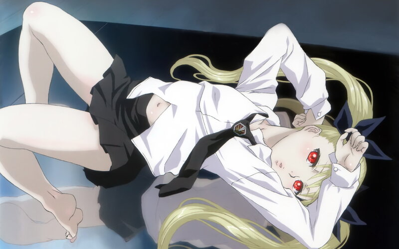 Blonde Anime Girl Lying — White