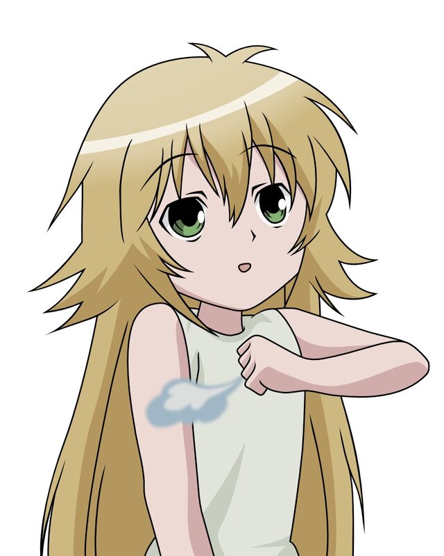 Blonde Anime Girl — Neutral, Green Eyes, White Shirt