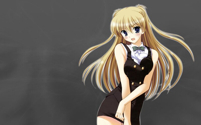 Blonde Anime Girl — Neutral, Long Hair, School Uniform