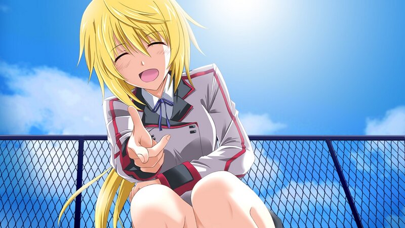 blonde anime girl on balcony