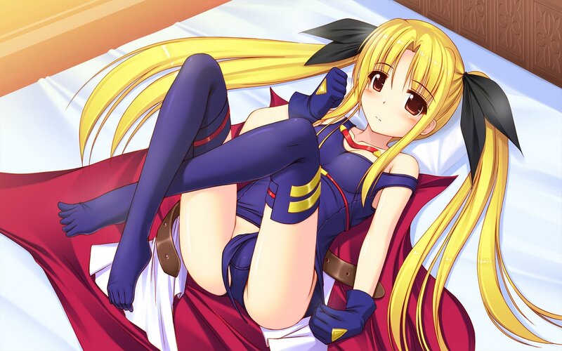 Blonde Anime Girl on Bed — Yellow, Relaxed