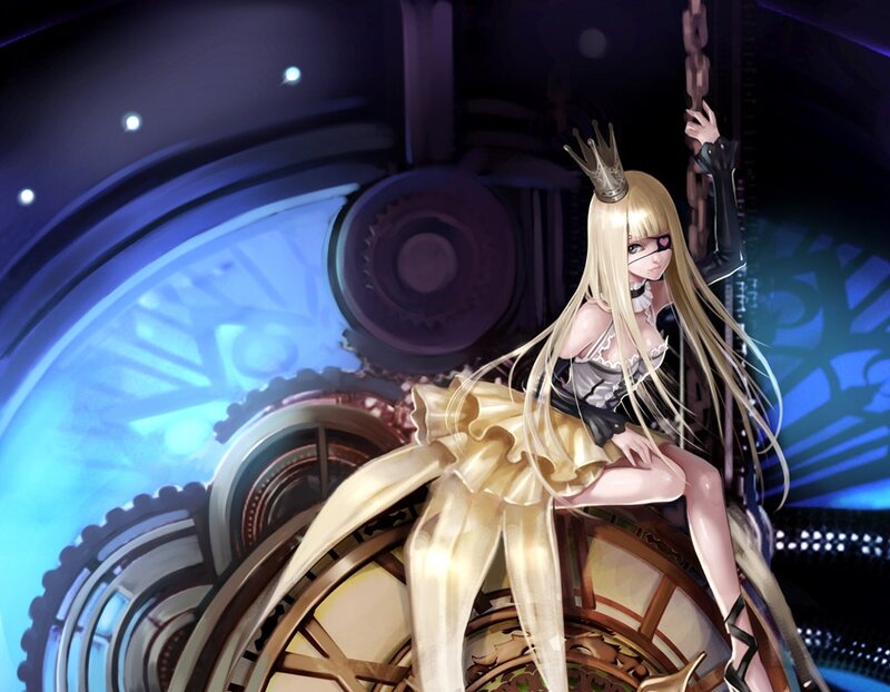 Blonde Anime Girl on Clock