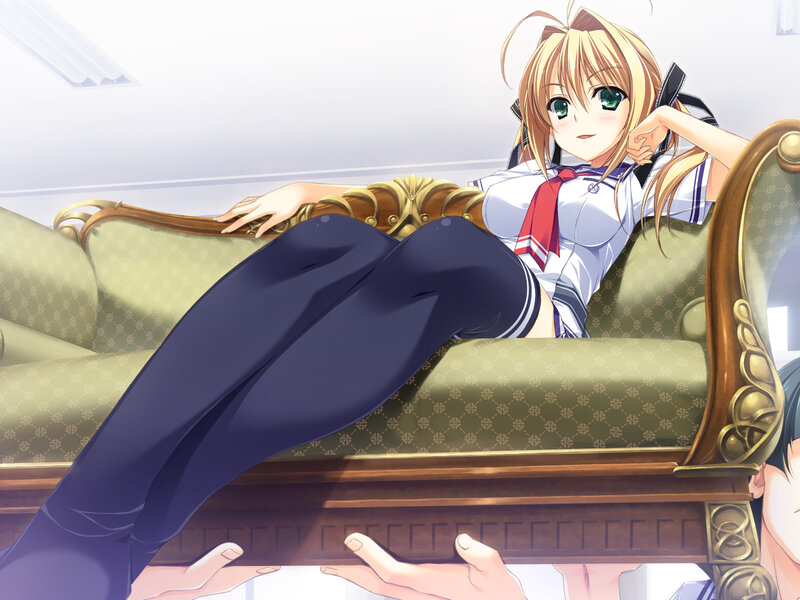 Blonde Anime Girl on Couch — Gold