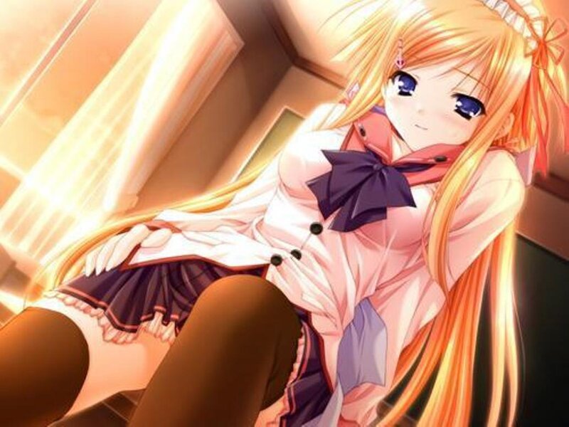 Blonde Anime Girl — Orange, Calm, Afternoon, School Uniform