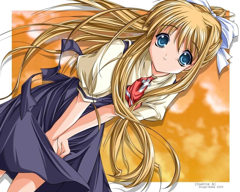 Blonde Anime Girl — Orange, Calm, Sunset