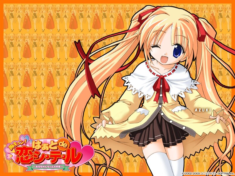 Blonde Anime Girl — Orange, Cheerful, Red Ribbons