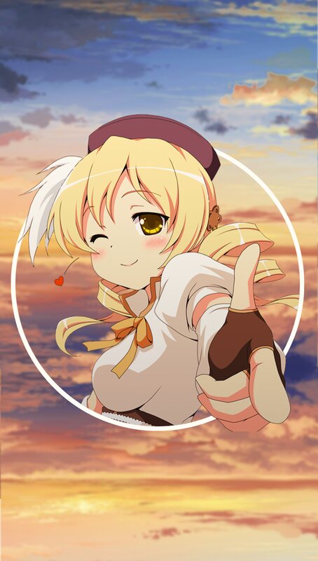 Blonde Anime Girl — Orange, Cheerful, Sunset, Thumbs Up