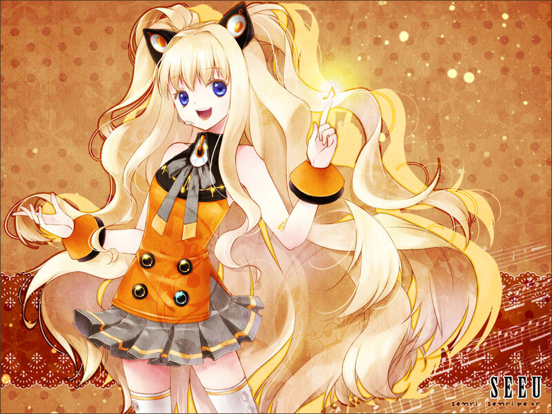 Blonde Anime Girl — Orange, Cheerful