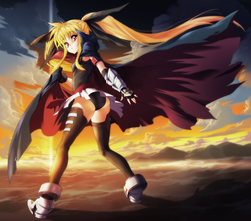 Blonde Anime Girl — Orange, Dramatic, Sunset, Cape