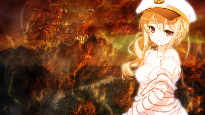 Blonde Anime Girl — Orange, Dramatic, Sunset
