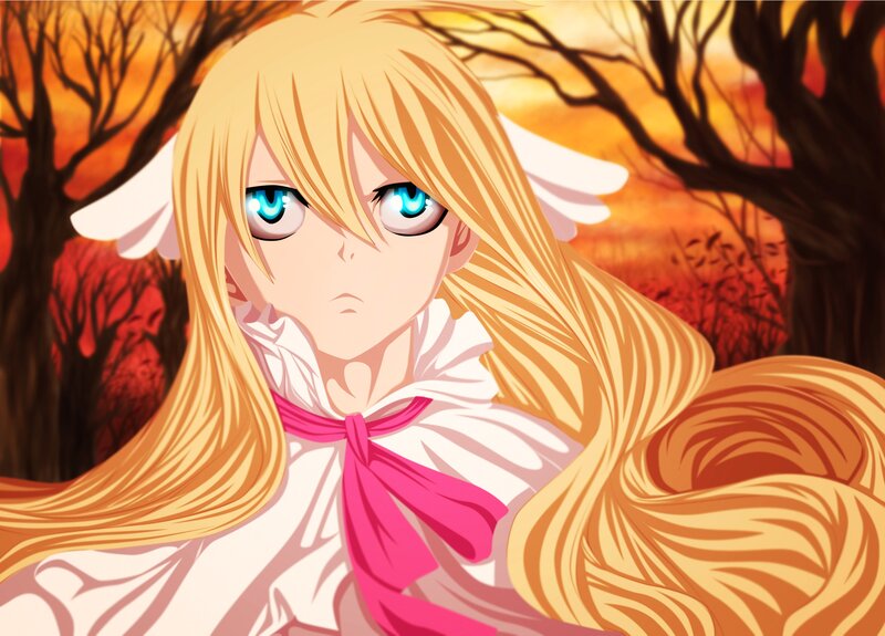 Blonde Anime Girl — Orange, Dramatic, Sunset, Wings