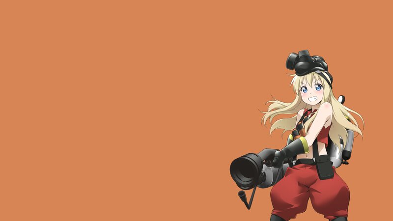 Blonde Anime Girl — Orange, Playful, Camera