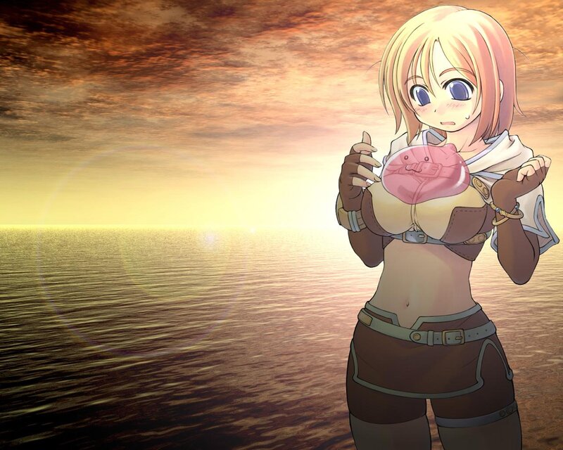 Blonde Anime Girl — Orange, Serene, Sunset