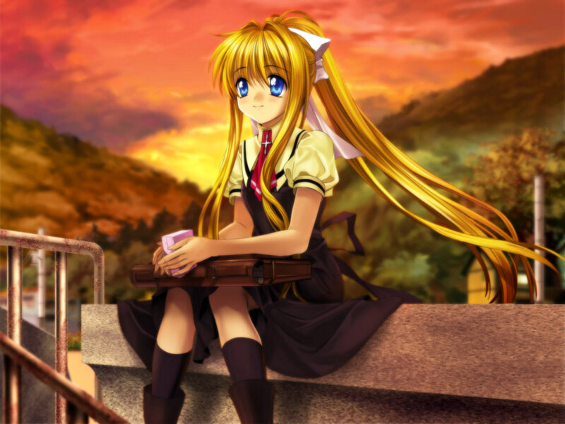 Blonde Anime Girl — Orange, Serene