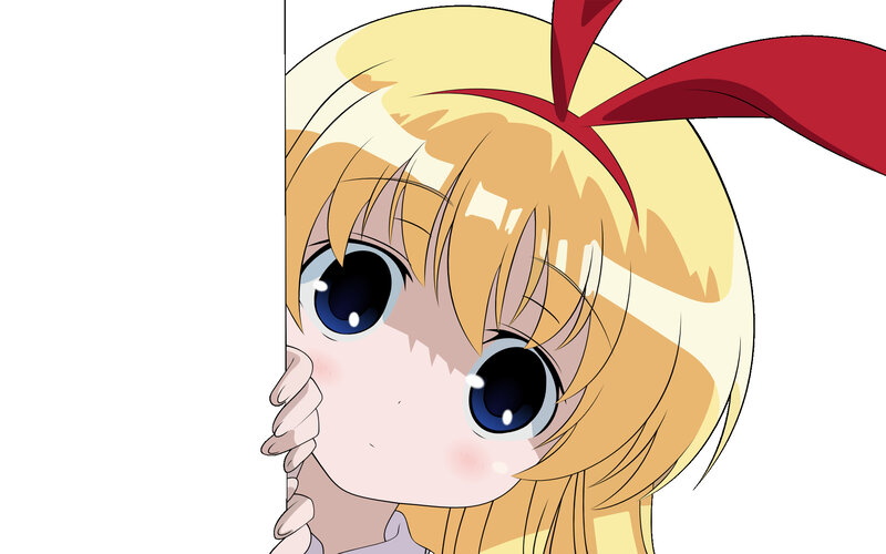 blonde anime girl peeking