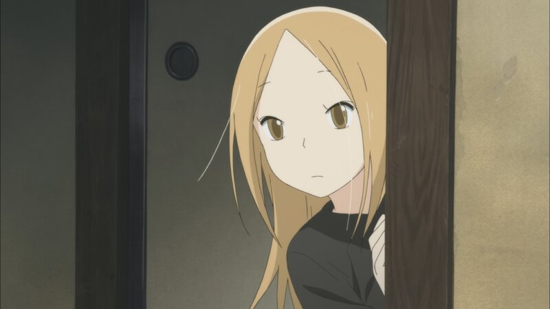 Blonde Anime Girl Peeking — Brown