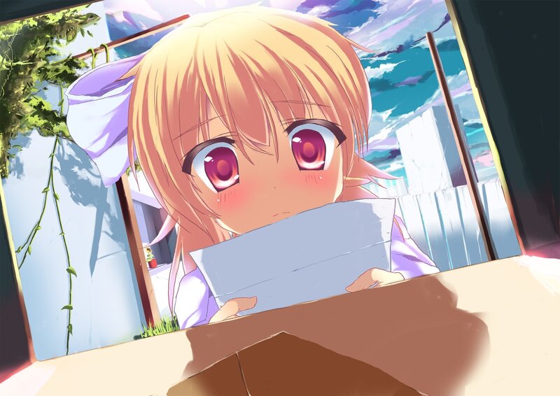 Blonde Anime Girl — Pink, Calm, Afternoon, Window, Paper