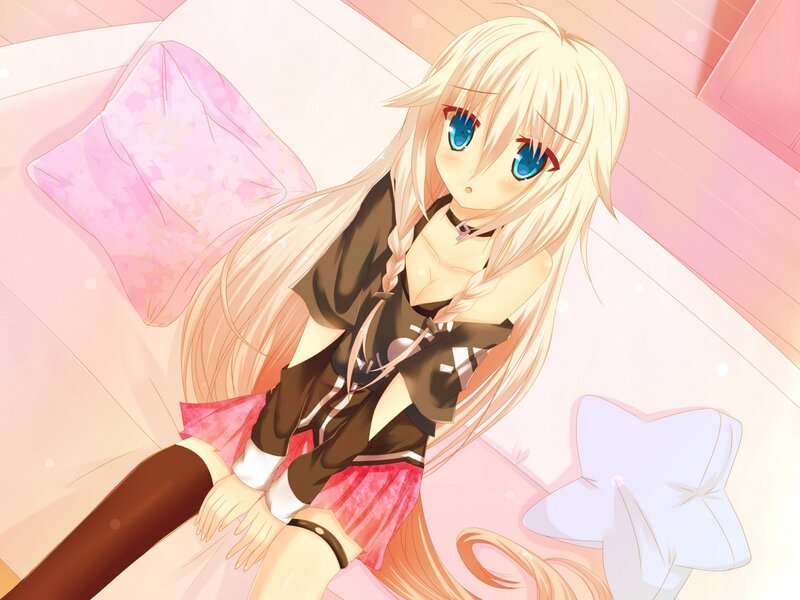 Blonde Anime Girl — Pink, Calm, Bed