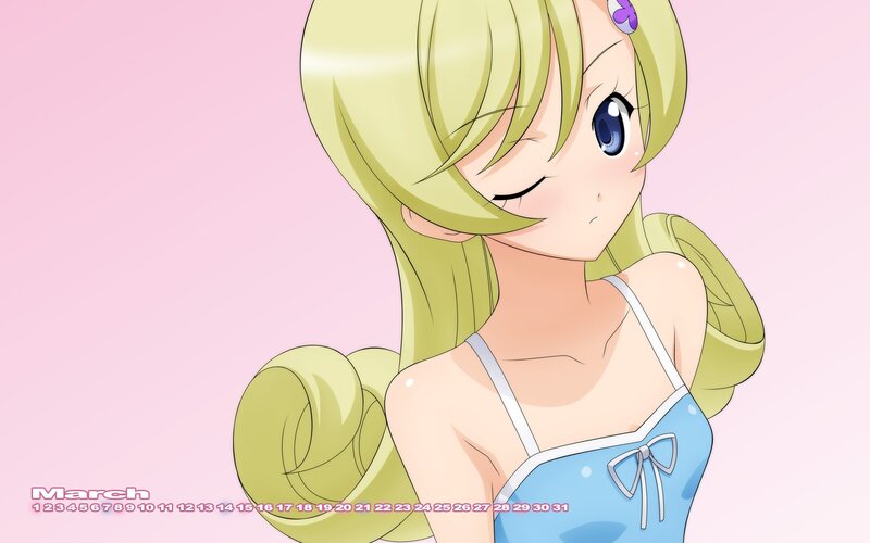 Blonde Anime Girl — Pink, Calm, Blue Dress