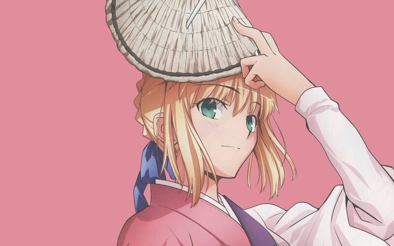 Blonde Anime Girl — Pink, Calm, Hat