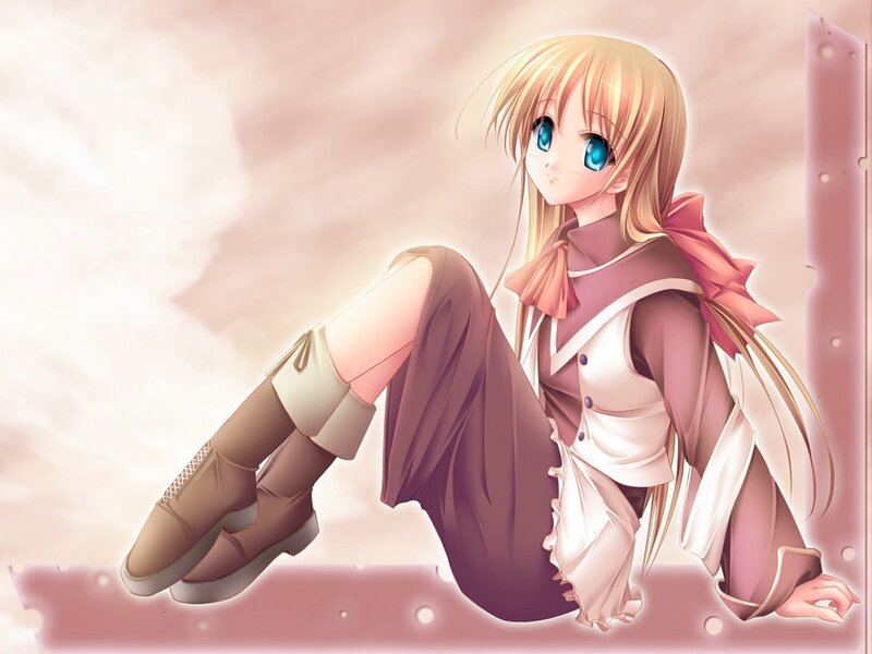 Blonde Anime Girl — Pink, Calm, Long Hair