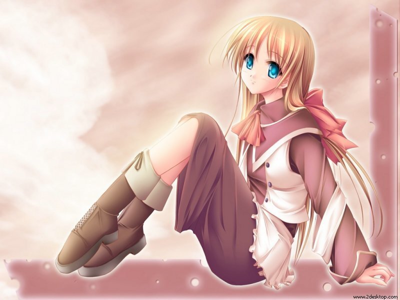 Blonde Anime Girl — Pink, Calm