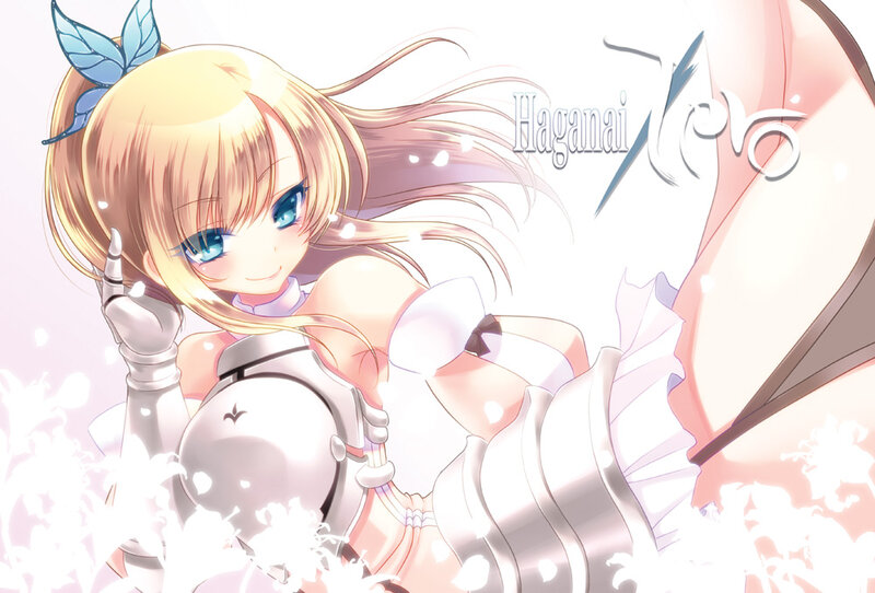 Blonde Anime Girl — Pink, Cheerful, Blue Butterfly