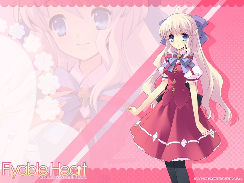 Blonde Anime Girl — Pink, Cheerful, Dress, Bow