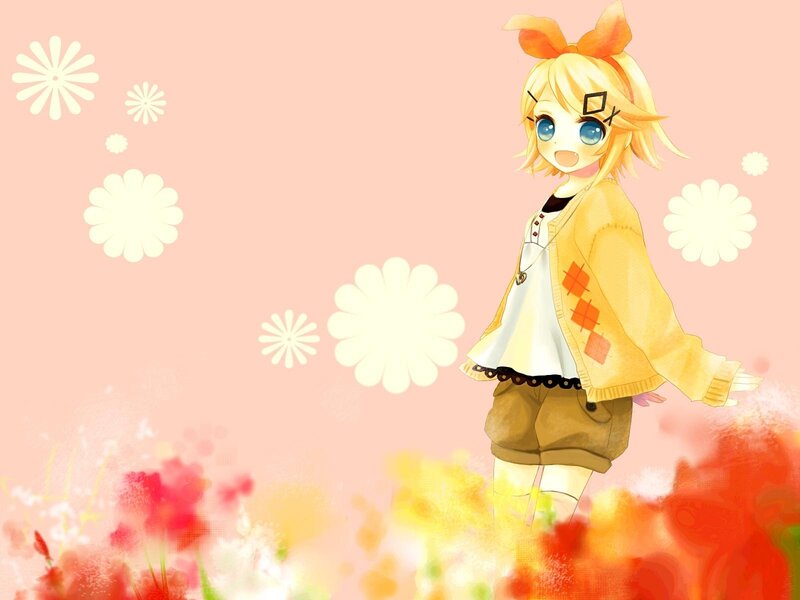 Blonde Anime Girl — Pink, Cheerful, Spring
