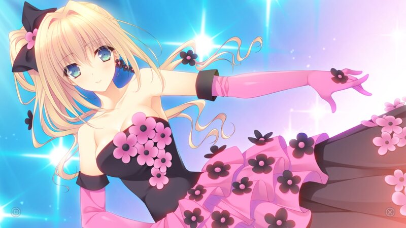 Blonde Anime Girl — Pink, Dramatic, Flowers