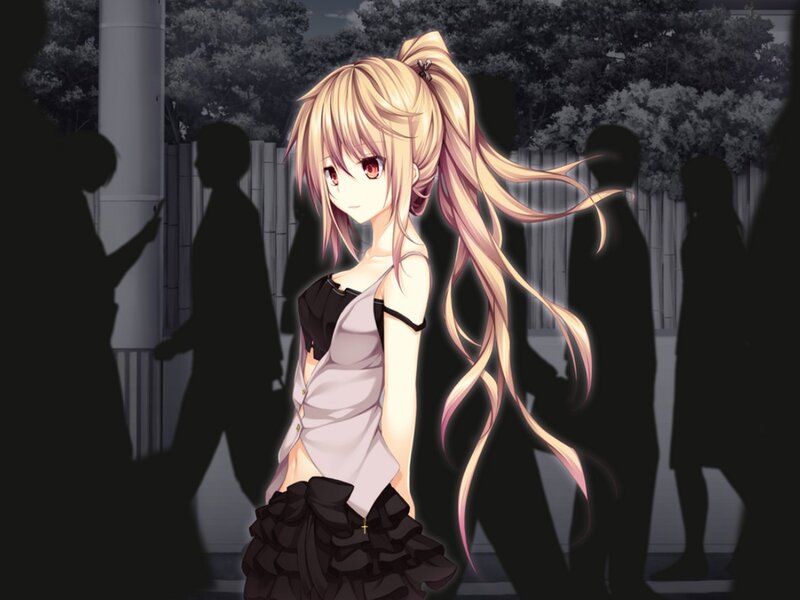 Blonde Anime Girl — Pink, Dramatic, Night, Silhouettes