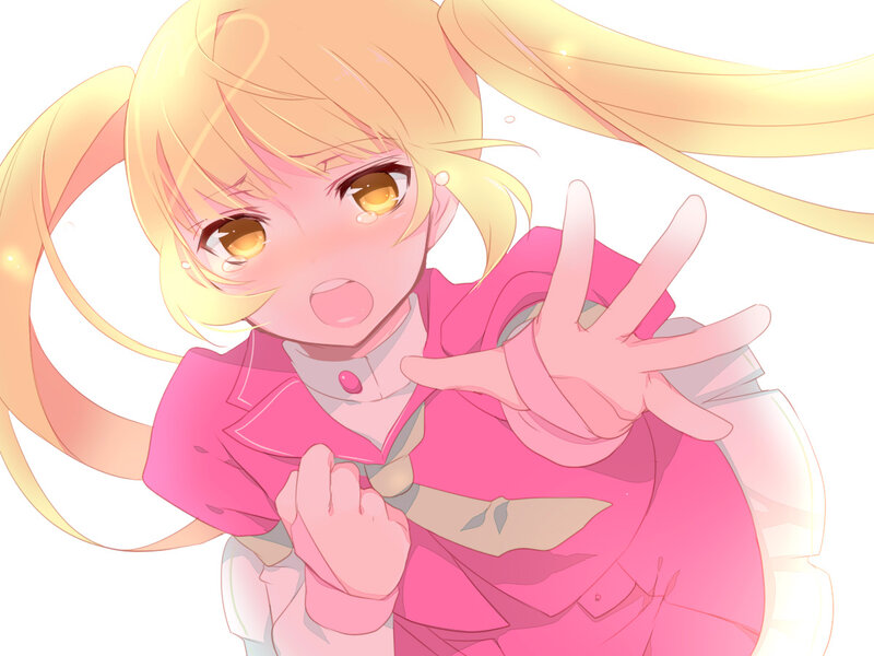 Blonde Anime Girl — Pink, Dramatic, Pink Jacket