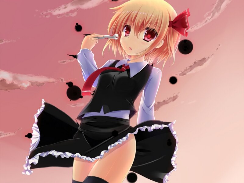 Blonde Anime Girl — Pink, Dramatic, Red Bow