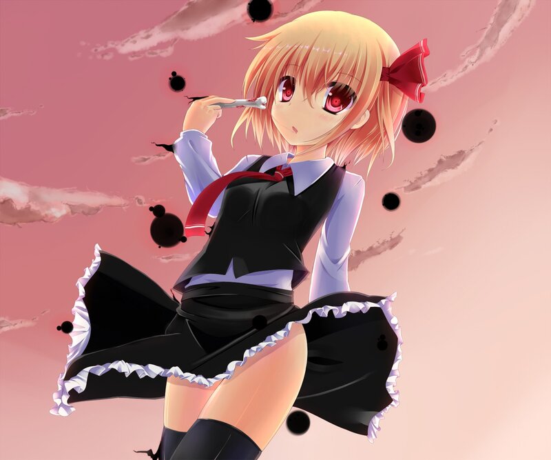 Blonde Anime Girl — Pink, Dramatic, Red Eyes