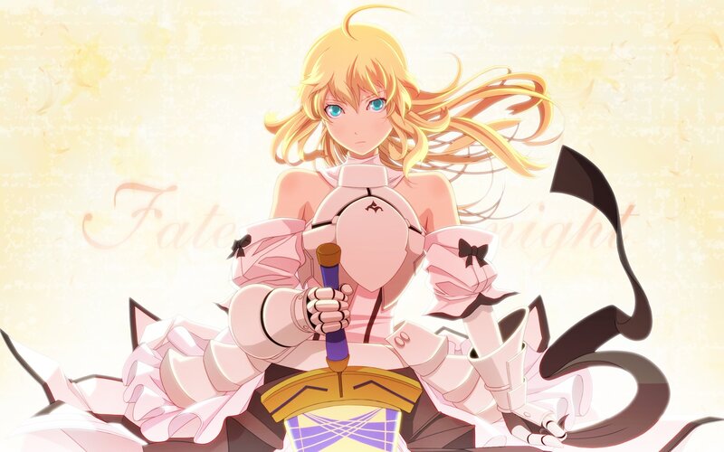 Blonde Anime Girl — Pink, Dramatic, Sword, Armor