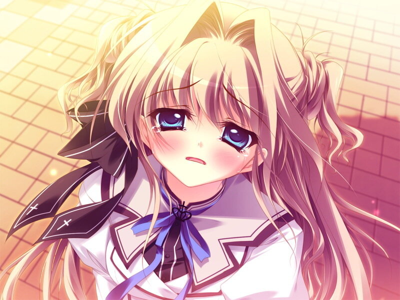 Blonde Anime Girl — Pink, Dramatic, Tears