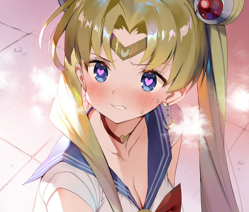 Blonde Anime Girl — Pink, Dreamy, Heart Eyes