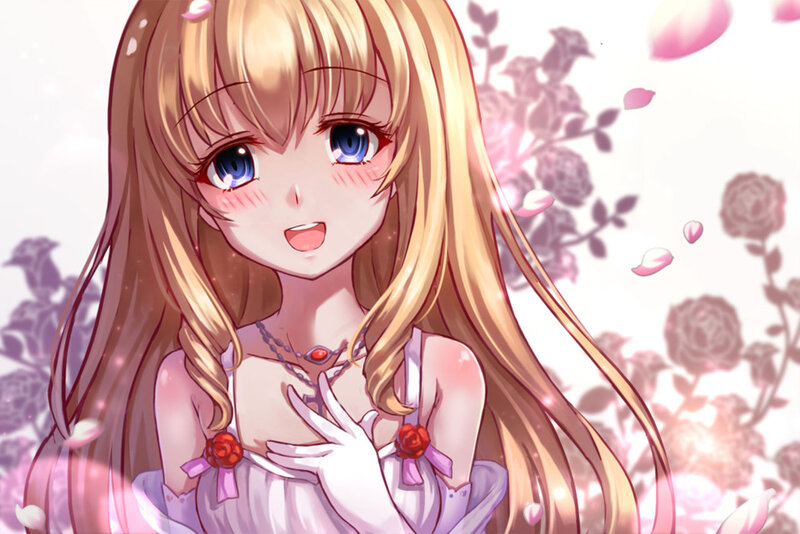Blonde Anime Girl — Pink, Dreamy, Spring