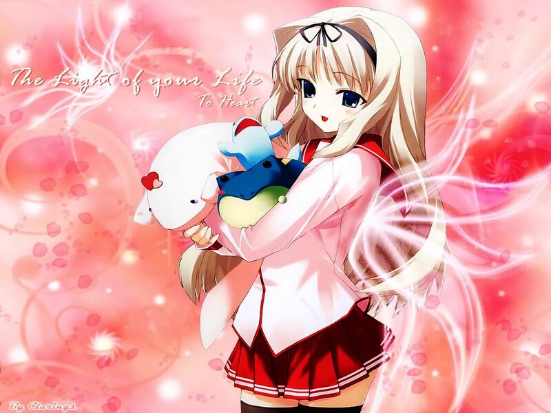 Blonde Anime Girl — Pink, Dreamy, Stuffed Animals