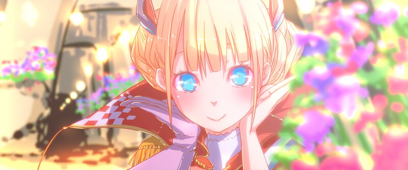 Blonde Anime Girl — Pink, Dreamy, Sunset, Flowers